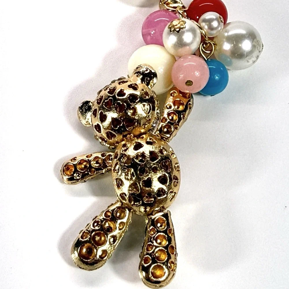Adorable New Bling Pink Bear Keyring‎ Floating W Multicolor Vibrant Ballon's !!!